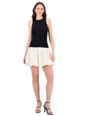 Rachel Rachel Roy Black Ivory Cream Bubble Hem Mini Dress Party Event Size X1